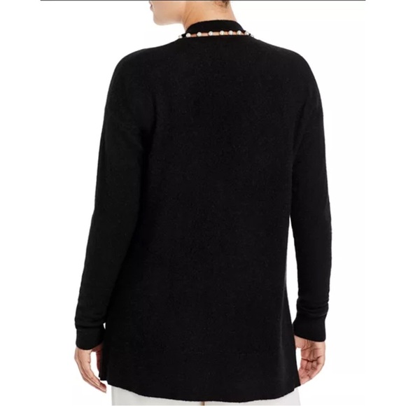 C By Bloomingdale's Black Pearl Embellished Open Front Cashmere Cardigan Small - Picture 4 of 14